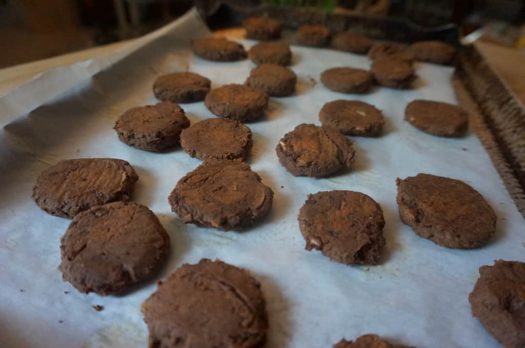 Chocolate Almond Stuffed Cookies with Pumpkin Hot Chocolate